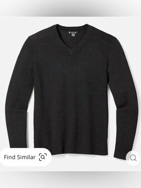 Smartwool Sparwood Men’s Merino Wool Blend V-Neck Sweater Dark Gray L SW016432